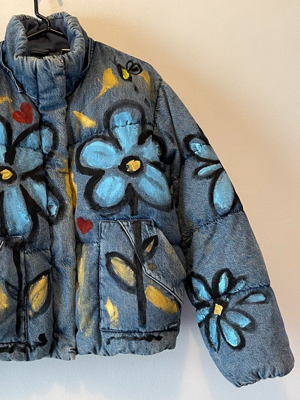 Hand-Painted Denim Puffer Jacket Levi's